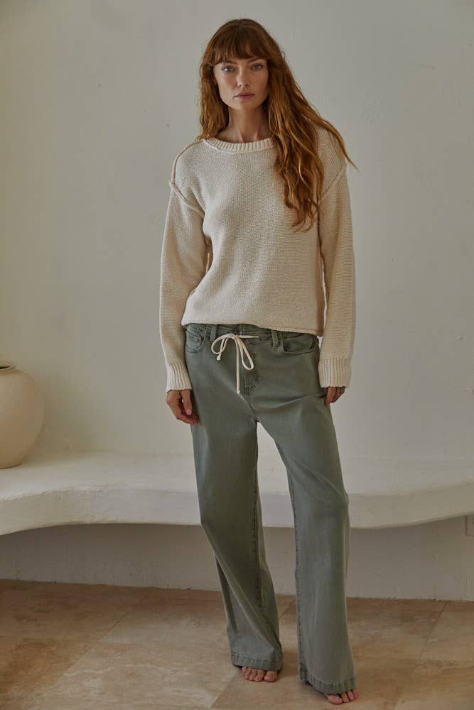 By Together - W1155 | Knit Sweater Crew Neck Long Sleeve Pullover Top