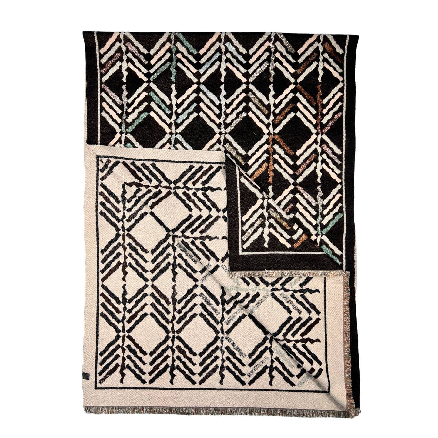 Reversible Arrow Print Fringe Scarf