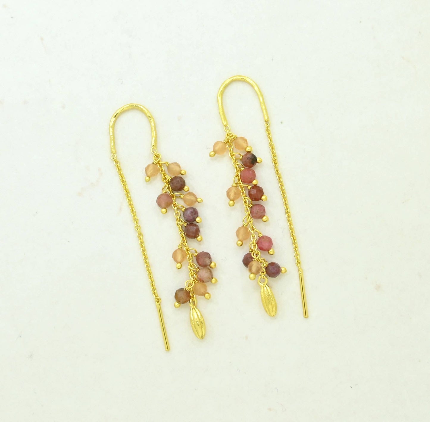 Schmuckoo x Noyre Berlin - Terra Earring Gold Plated - Peach Moonstone & Strawberry Qz.