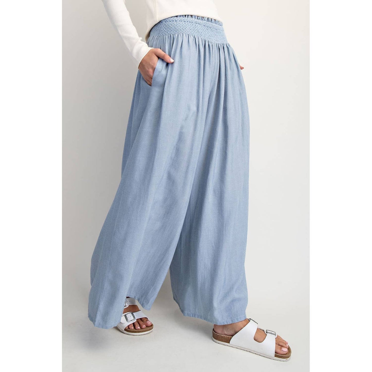 COTIERRA - LINEN-BLEND WIDE PANTS