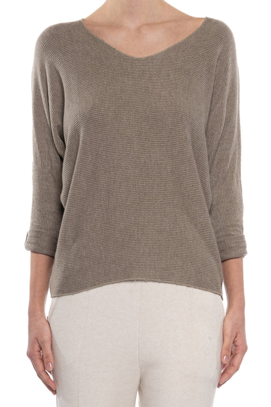 V-NECK RIBBED PULLOVER SWEATER