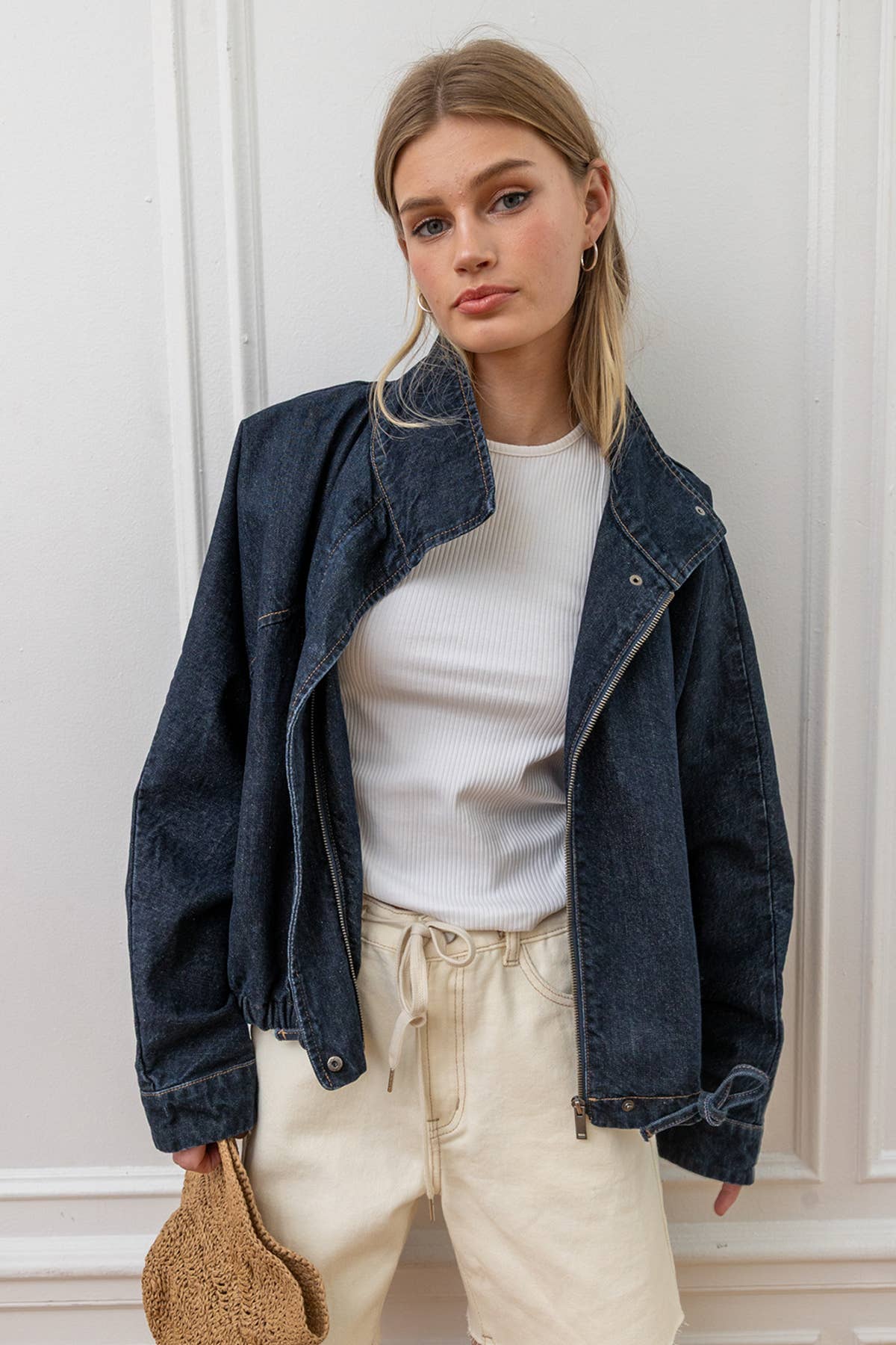 RAISONNEL - High Neck Waist Denim Jacket - RJ1120