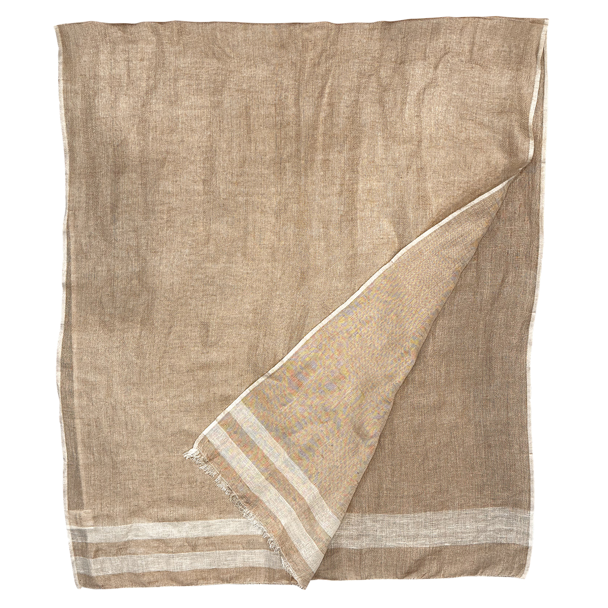 Chloe & Lex - Pure Linen with Fresh Stripes Lightweight Scarf for Women