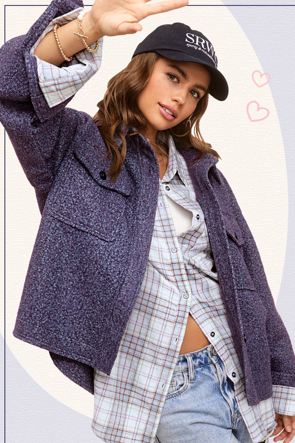 La Miel - JKT1780-Textured Design Fuzzy Fabric Button Down Jacket