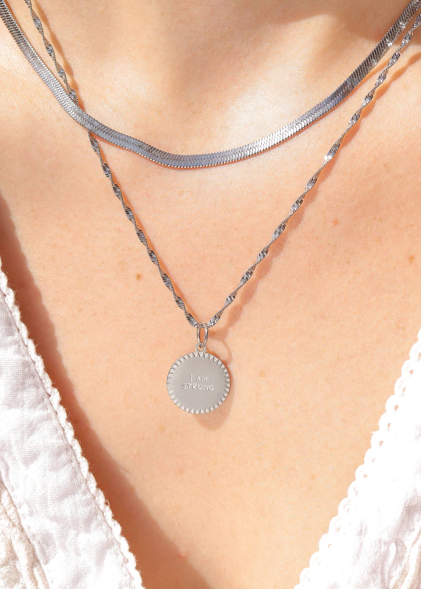 Stainless Steel Herringbone Chain Necklace
