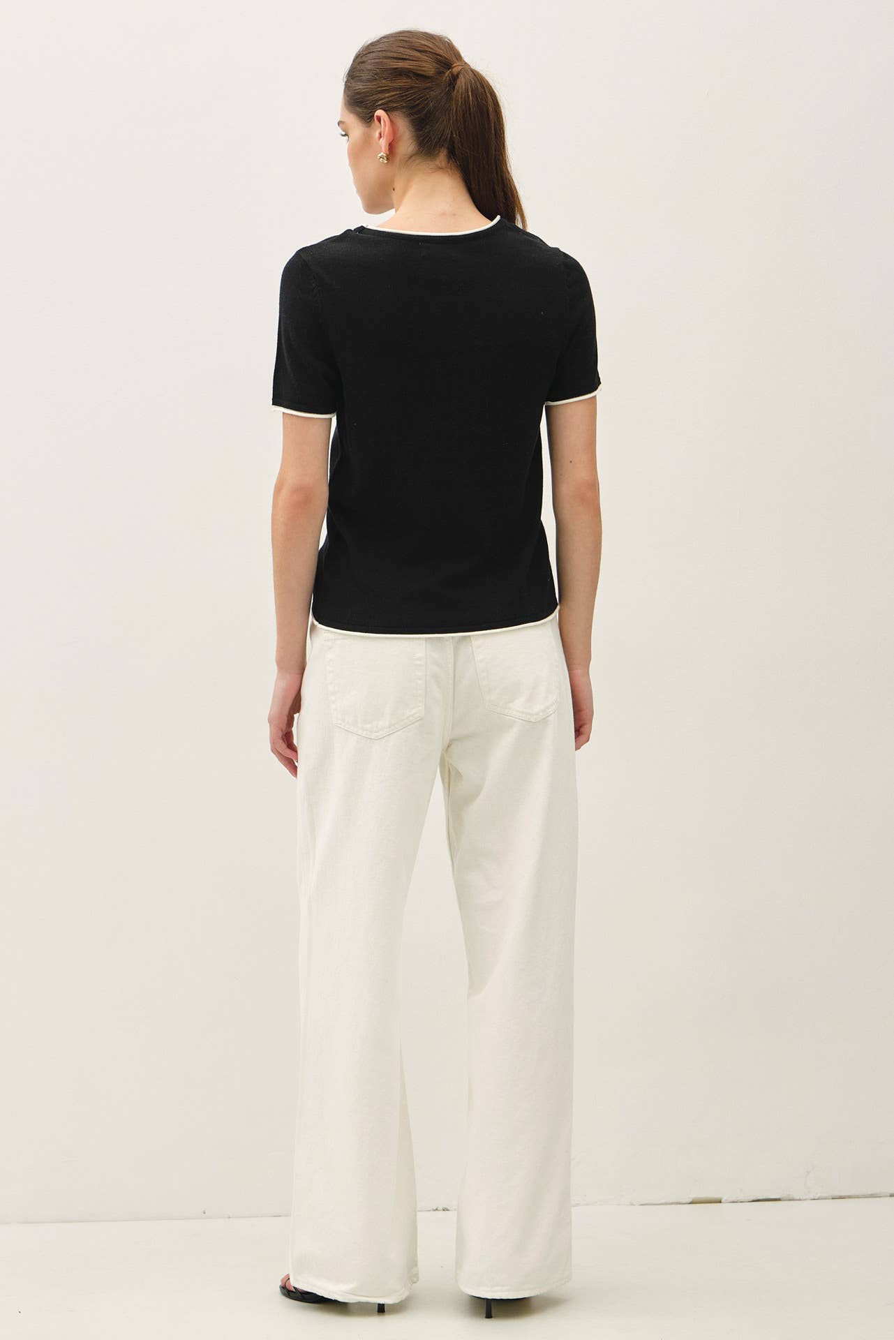 Be Cool - LAYERED LOOK ESSENTIAL SHORT SLEEVE  SWEATER TOP
