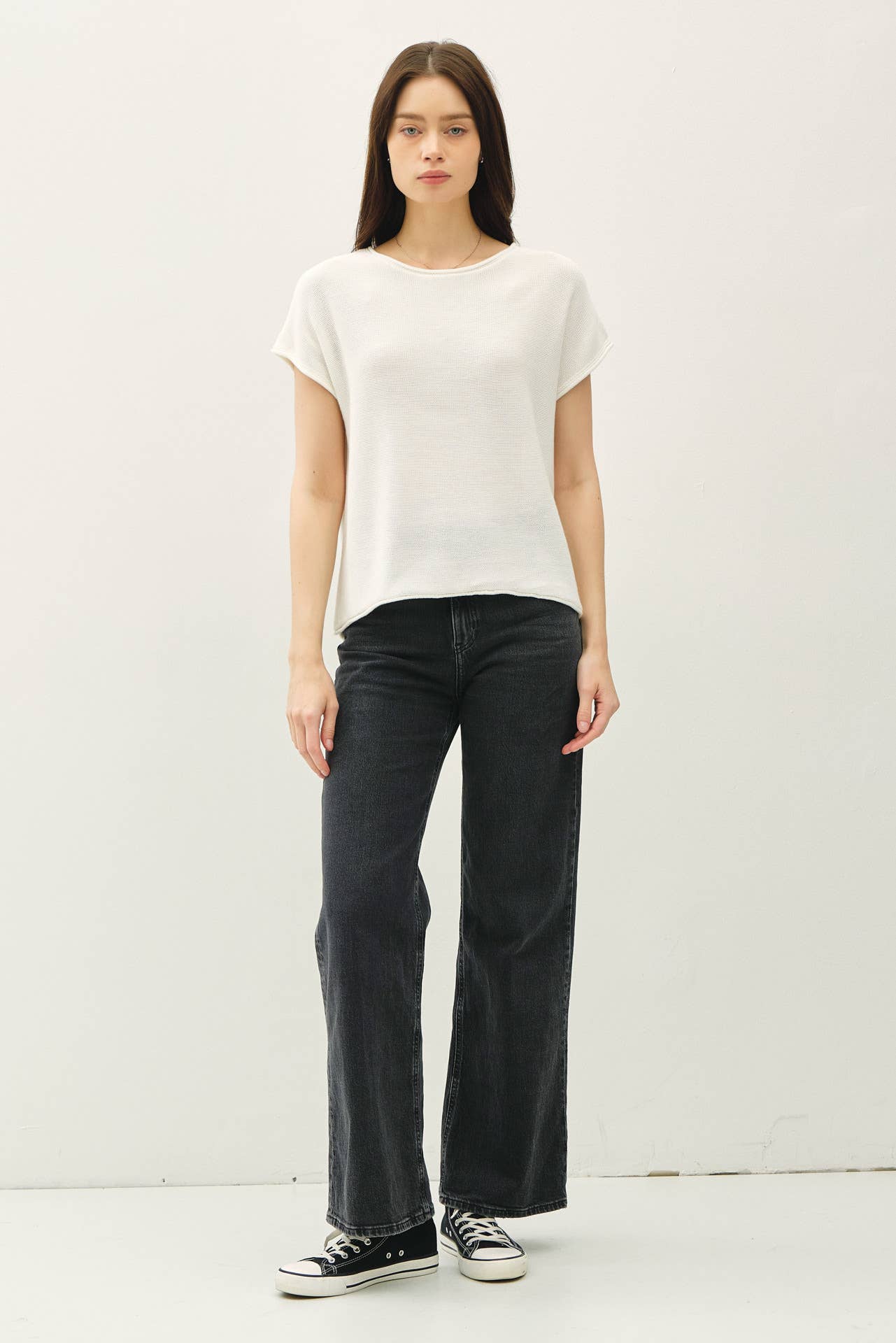 Be Cool - BOXY SHORT SLEEVE SWEATER W RAW SEAM