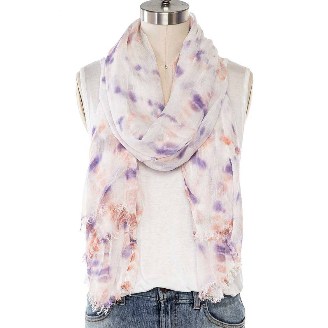 Artini Accessories - Tie Dyed Fringe Crinkle Scarf