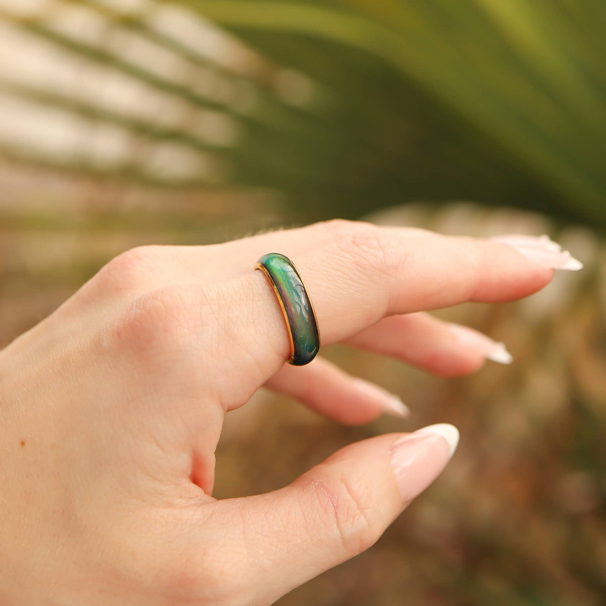 18k Gold PVD Coated Mood Band Stainless Steel Ring - WJW