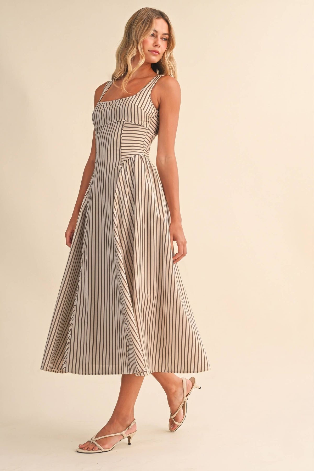 STRIPED MIDI DRESS - Klesis