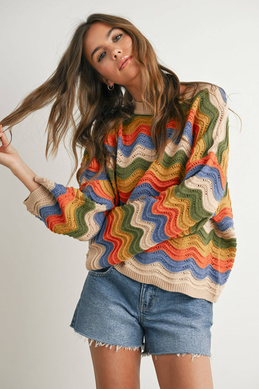 BUTTERMELON - Color Block Sweater - BMW7639