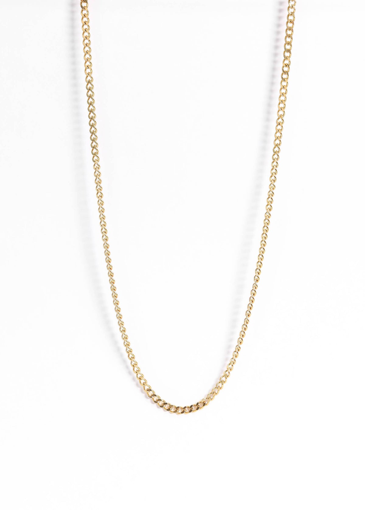 18K Gold PVD Stainless Steel Curb Chain Necklace - WJW
