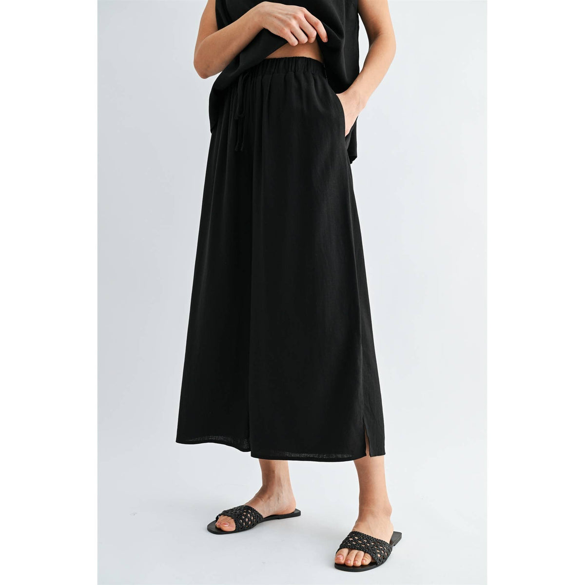 FUN2FUN - SIDE SLIT LINEN PANTS