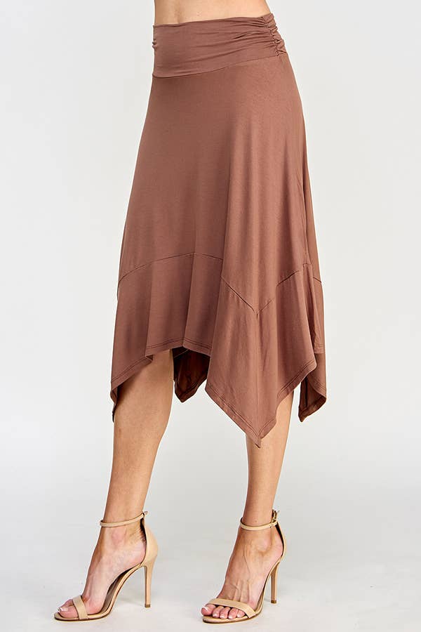 BA49961 - HANDKERCHIEF HEMLINE MIDI SKIRT