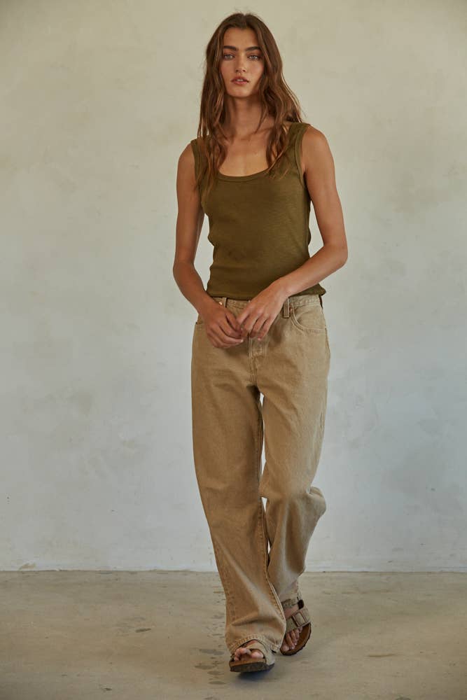 By Together - L6866 | Knit Ribbed Scoop Neck Sleeveless Top