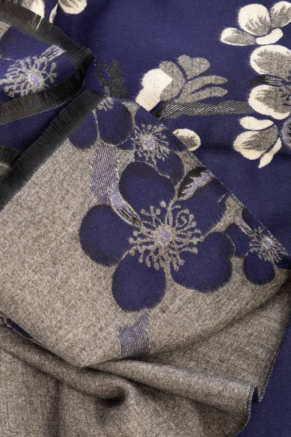 SAACHI - Two Color Floral Reversible Scarf
