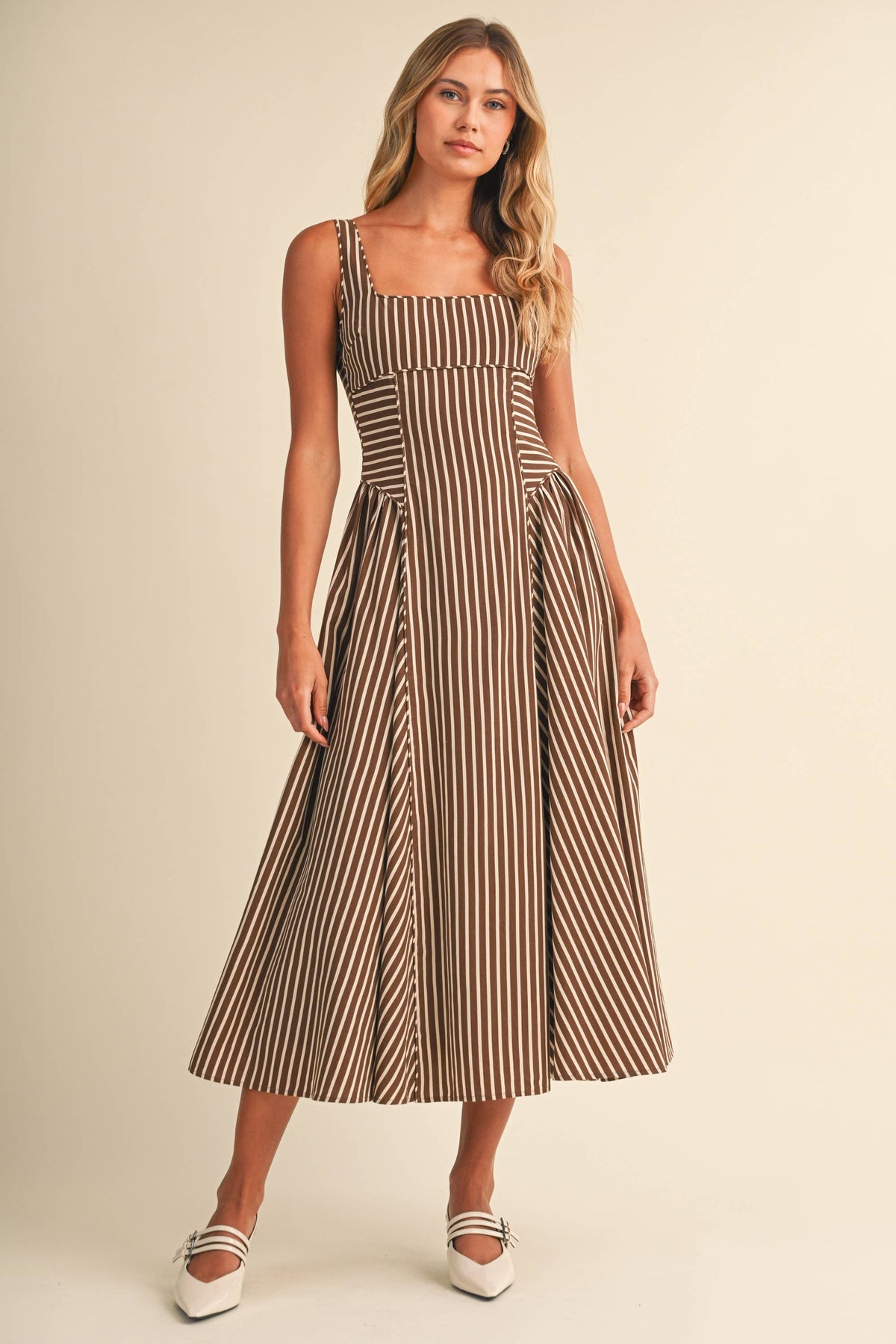 STRIPED MIDI DRESS - Klesis