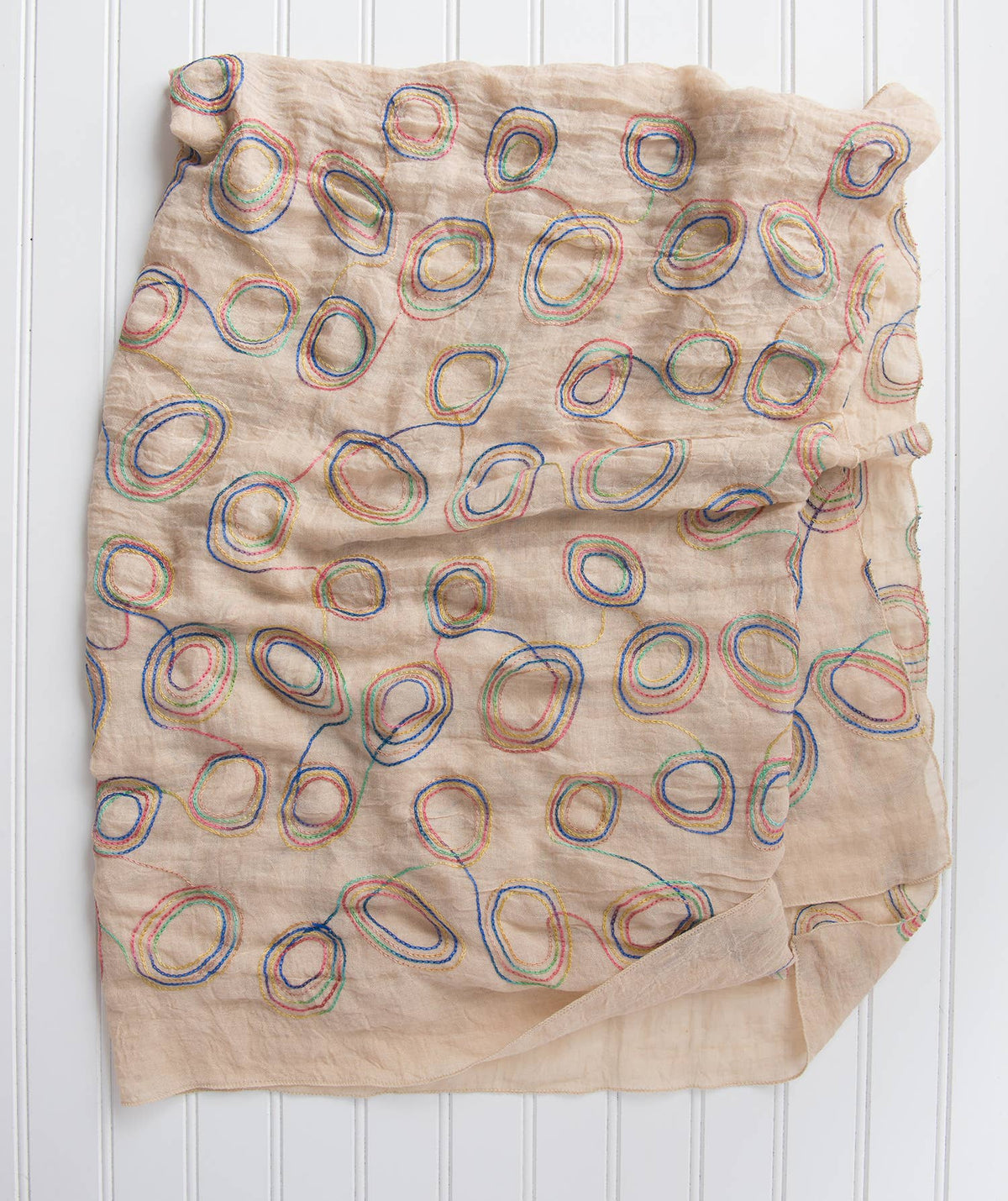 Chloe & Lex - Rainbow Embroidered Loops Scarf – Cotton Blend