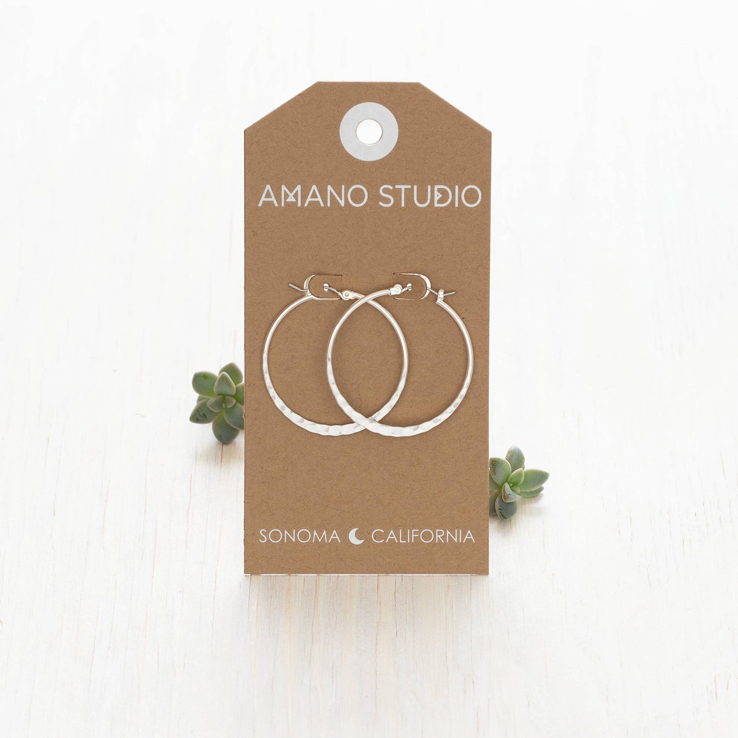 Amano Studio - 1.5" Hammered Hoop Earrings