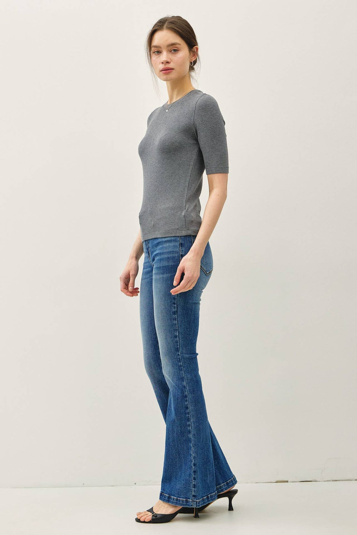 Be Cool - [NEW COLOR]MODAL CLASSIC RIBBED CREWNECK SHORT SLEEVE TOP