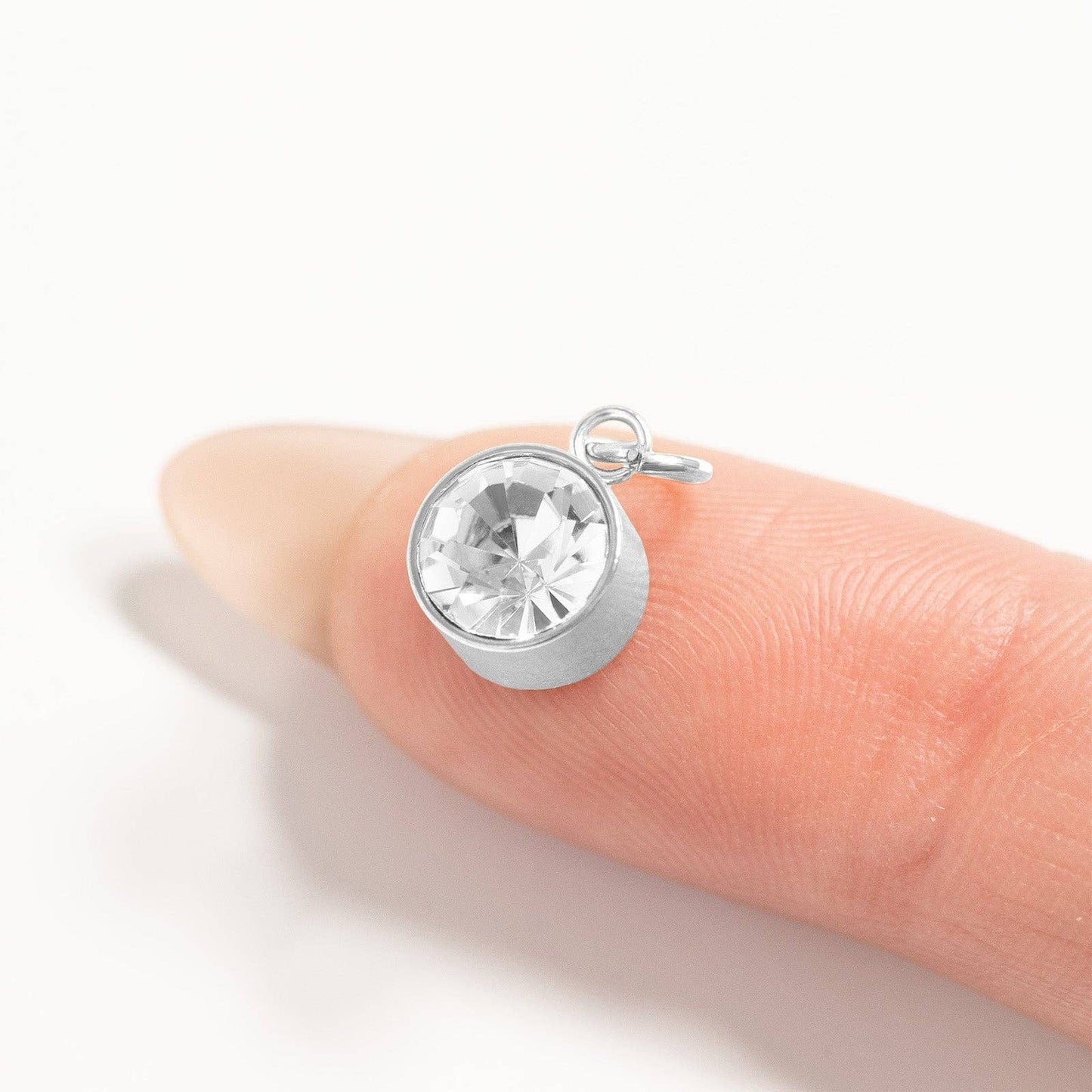 Stainless Steel Round Birthstone Charm (8mm)