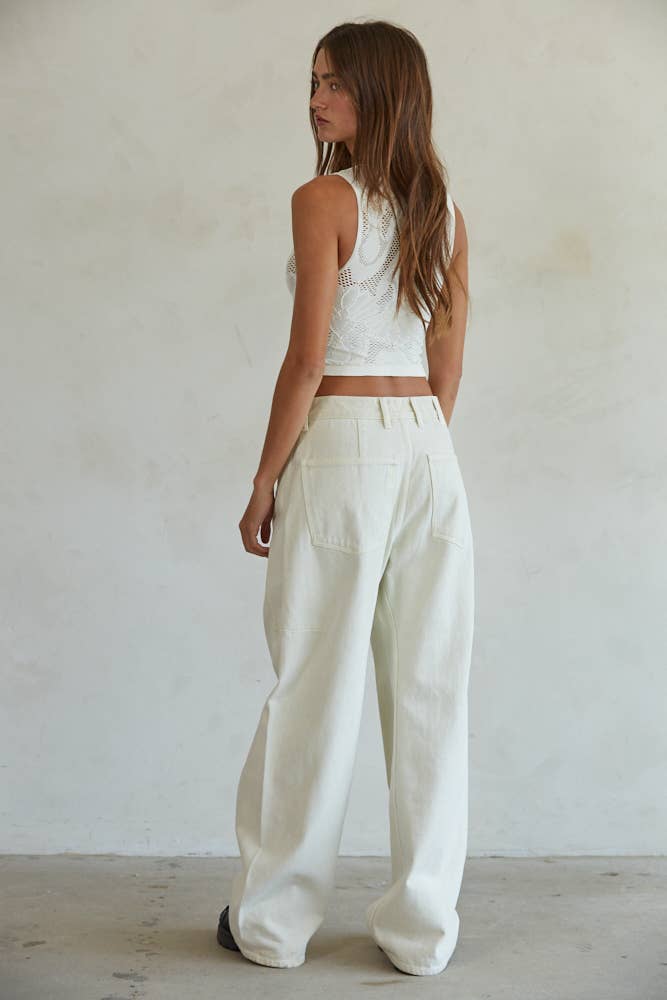 By Together - S1227N | Knit Seamless Jacquard Round Neck Tank Top