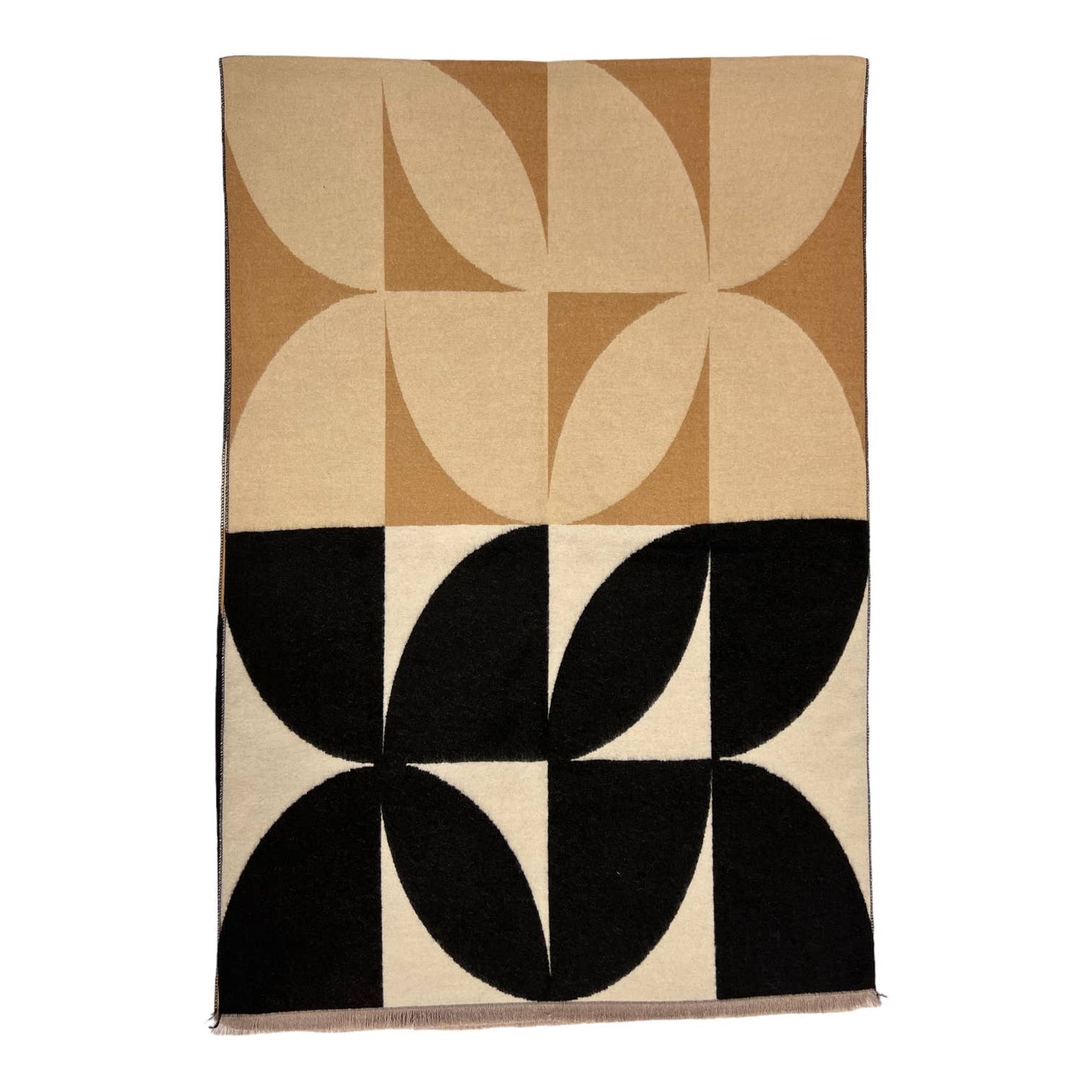 Retro Print Cashmere Blend Fringe Scarf