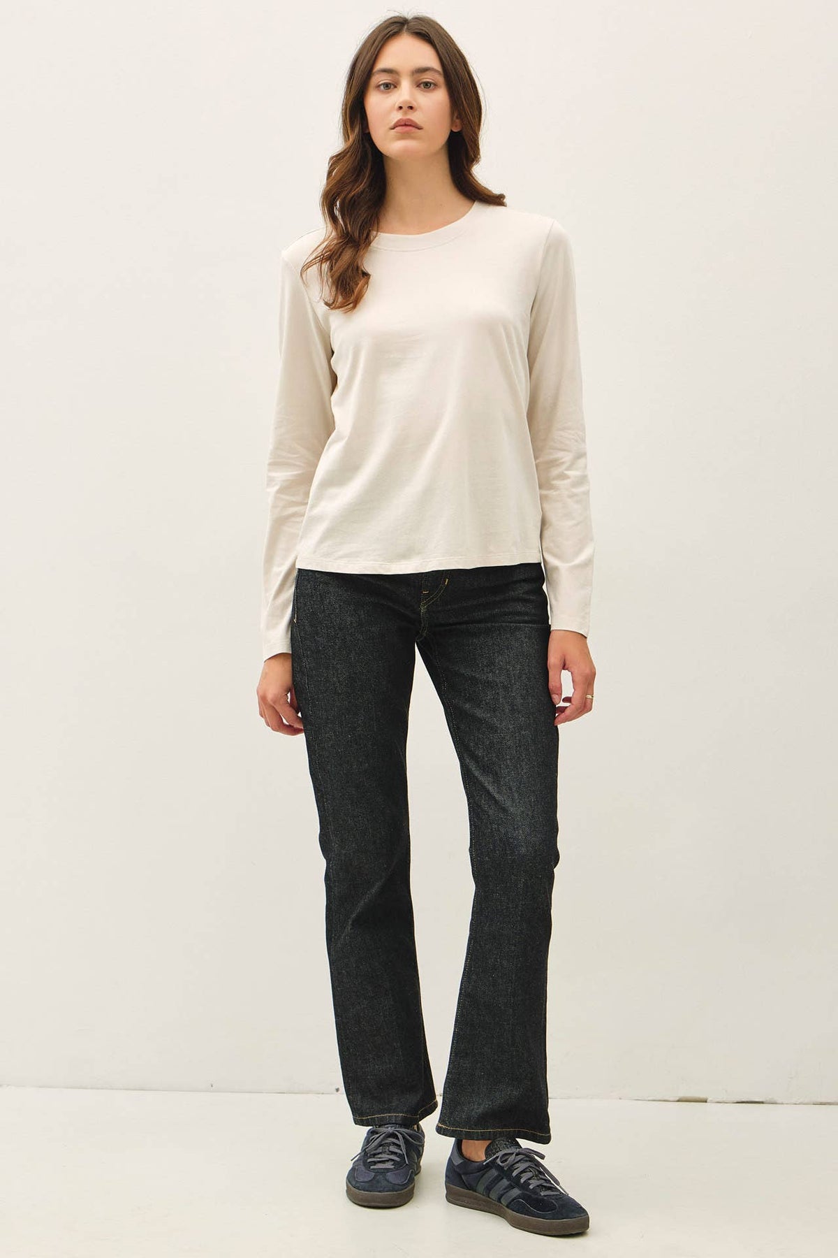 Be Cool - GARMENT WASHED COTTON LONG SLEEVE BASIC TOP