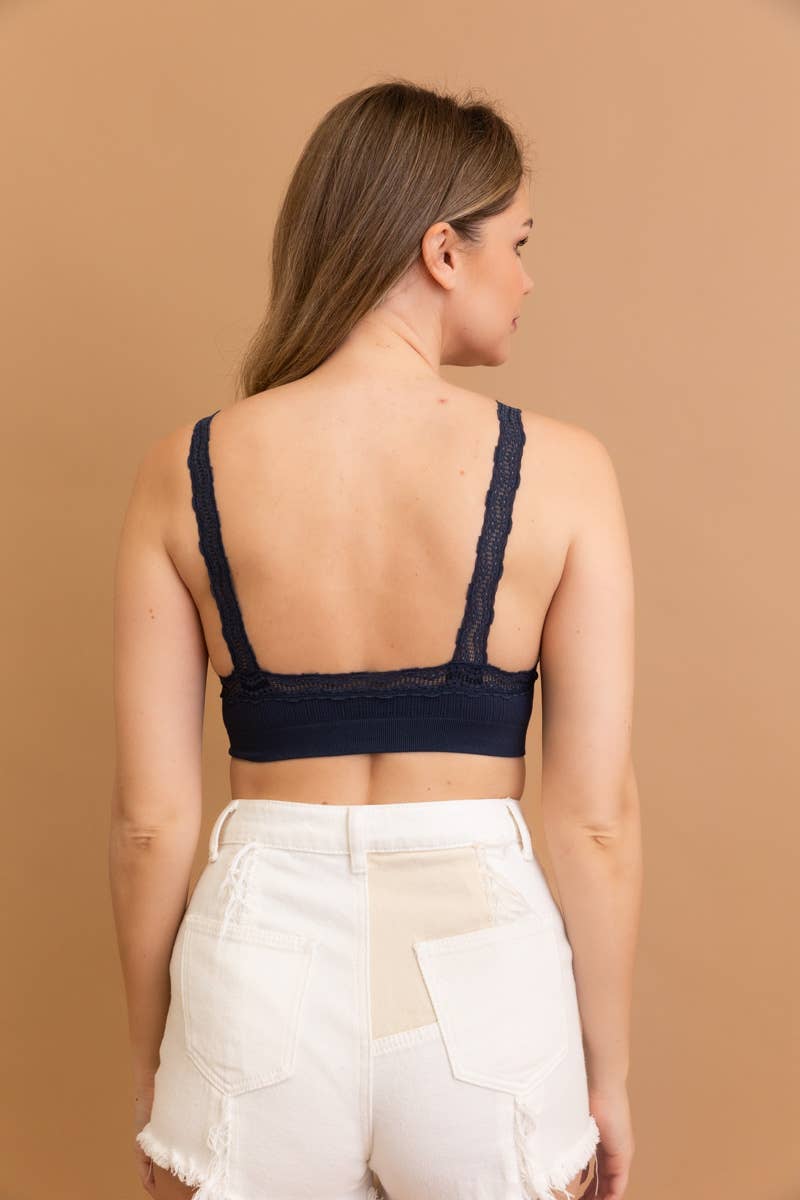 Leto Accessories - Lace Trim Padded Bralette - Immediate Shipping