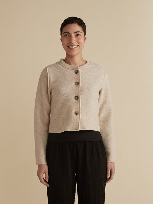 CROP ASYMETRICAL CARDIGAN- BOILED WOOL