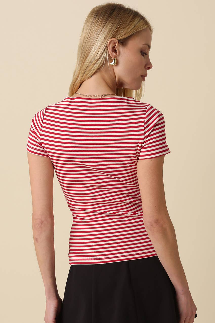 Olivaceous - Kate Striped Fitted Top