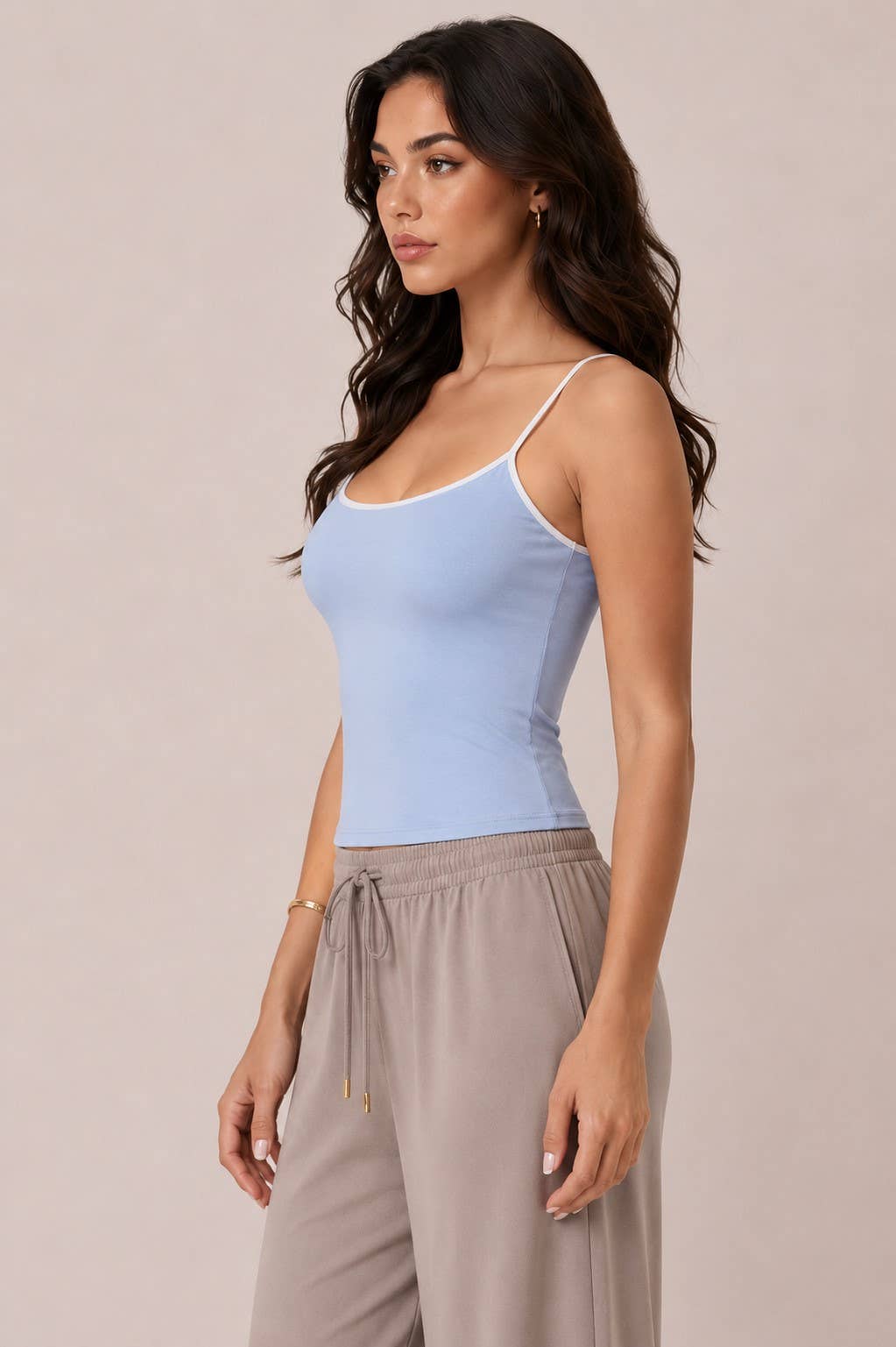 JC57648 - CONTRAST BINDING CAMI TOP