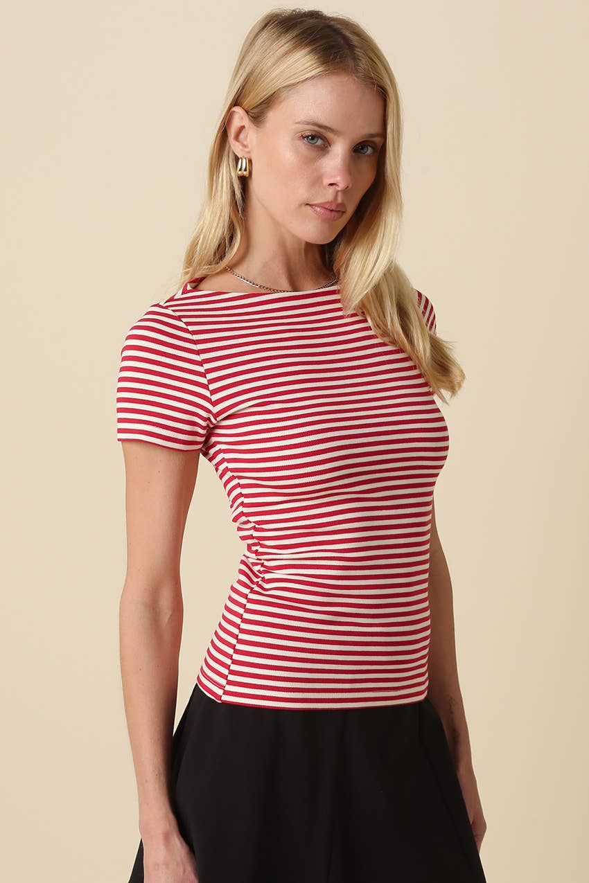 Olivaceous - Kate Striped Fitted Top