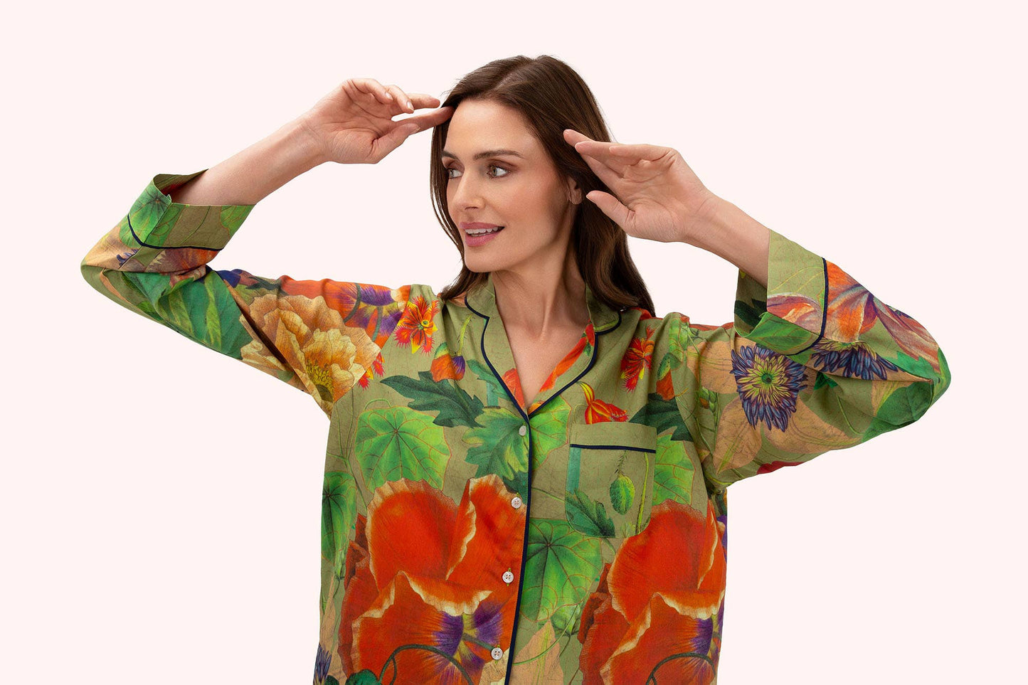 Powder Design inc - US - Supersoft Botanical Bouquet Sage Pyjamas  - Small