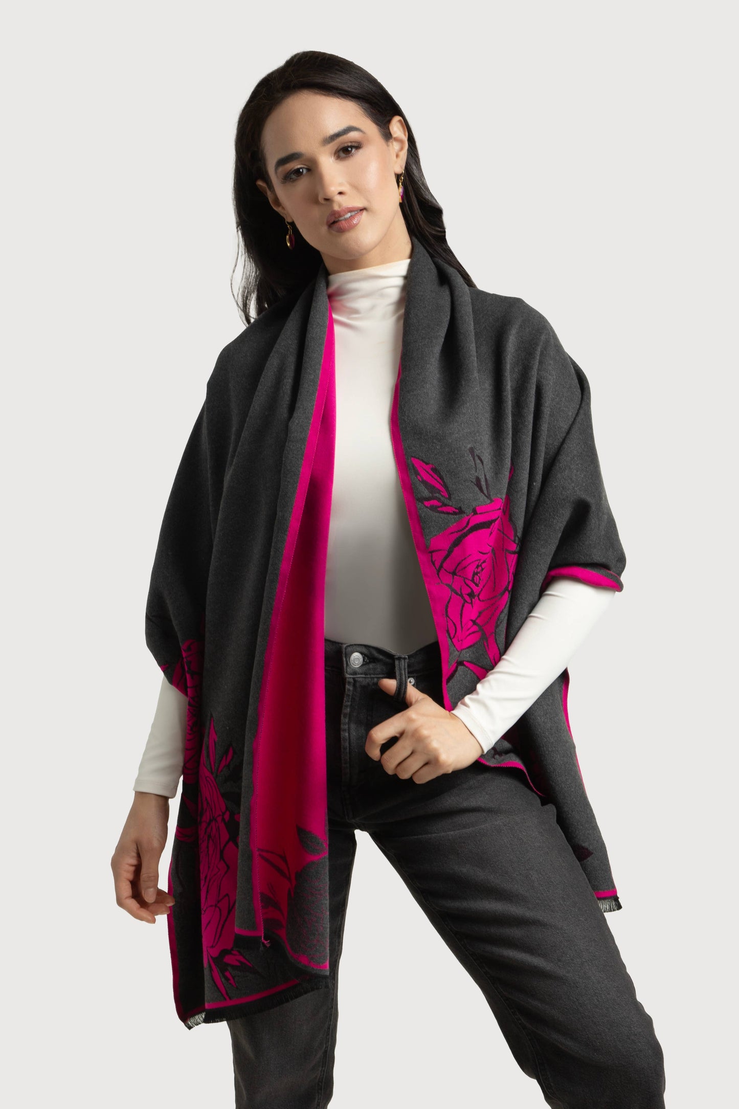 SAACHI - Bold Floral Reversible Scarf