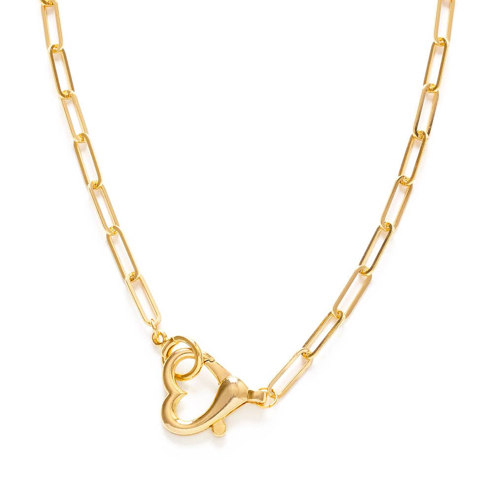 Amano Studio - Heart Clasp on Paperclip Chain Necklace