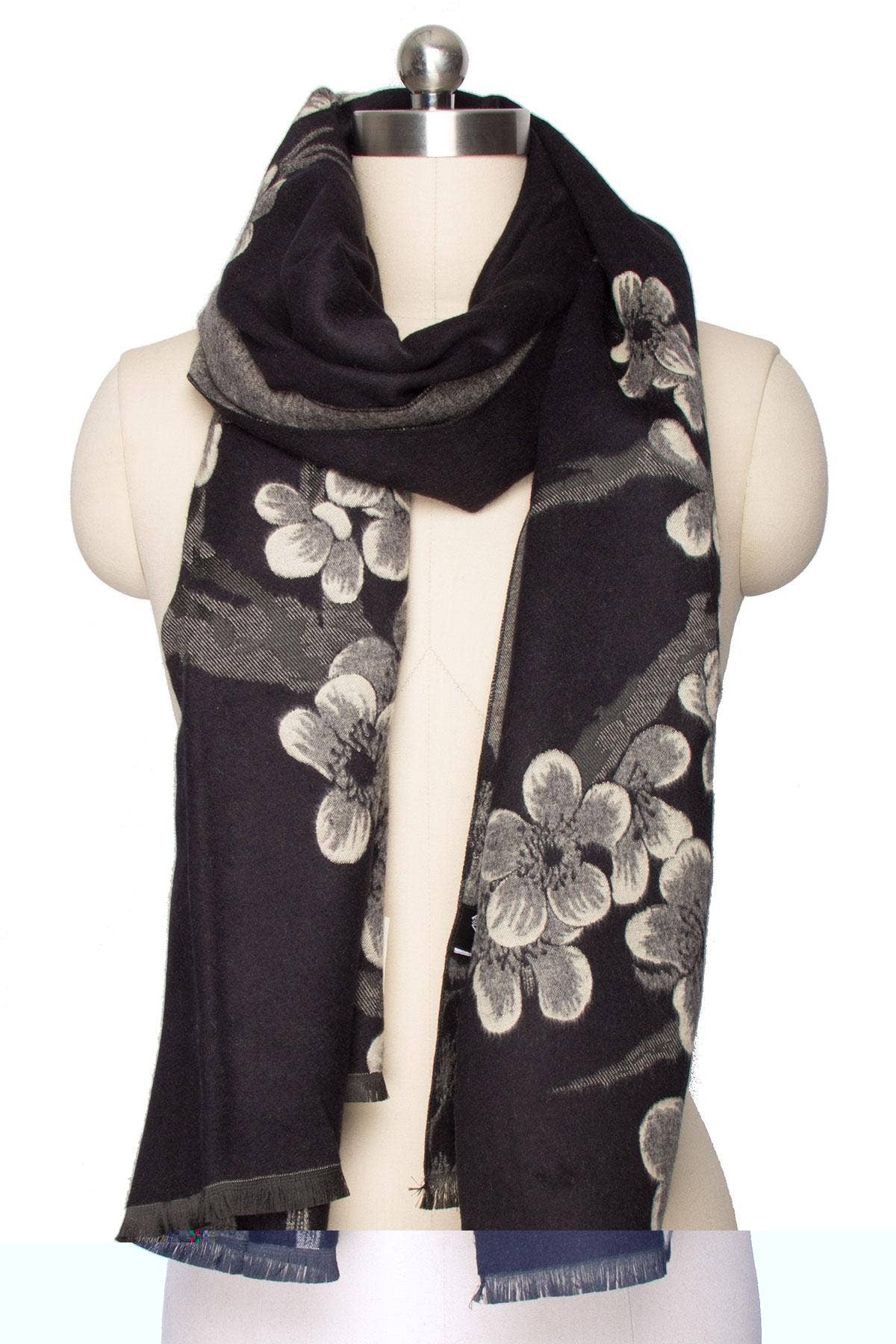 SAACHI - Two Color Floral Reversible Scarf