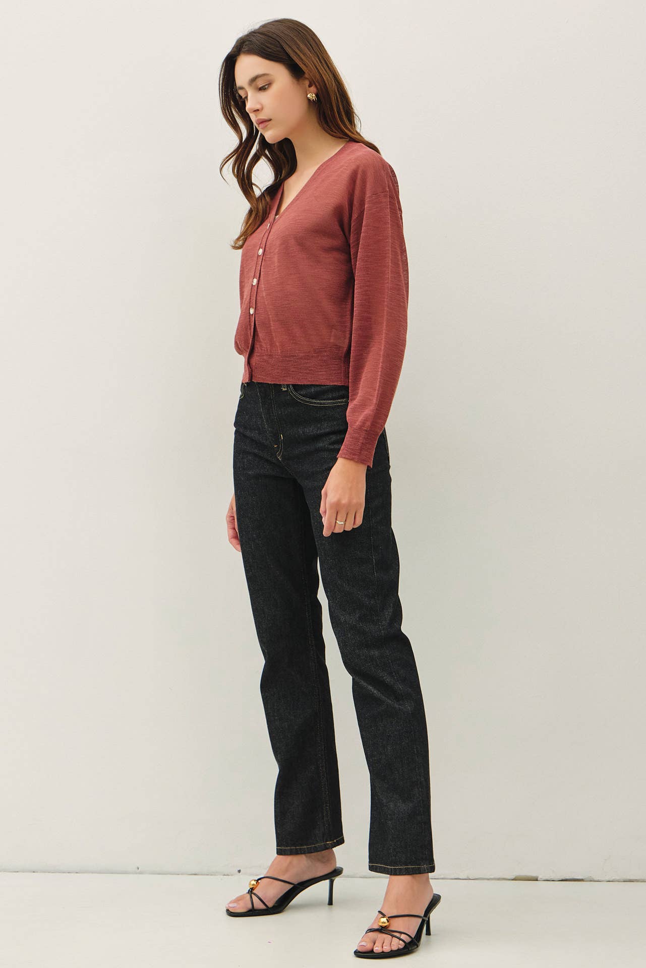 Be Cool - ULTRA FINE SLUBBED V-NECK FINE KNIT CARDIGAN