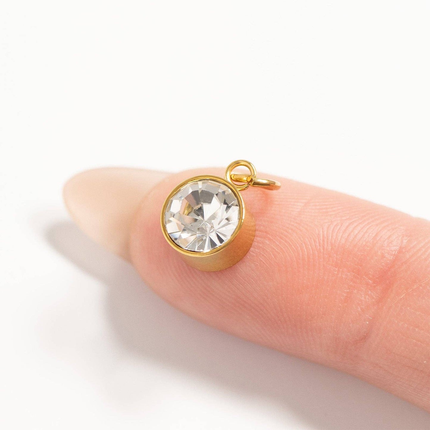 18K Gold PVD Round Birthstone Charm (8mm)