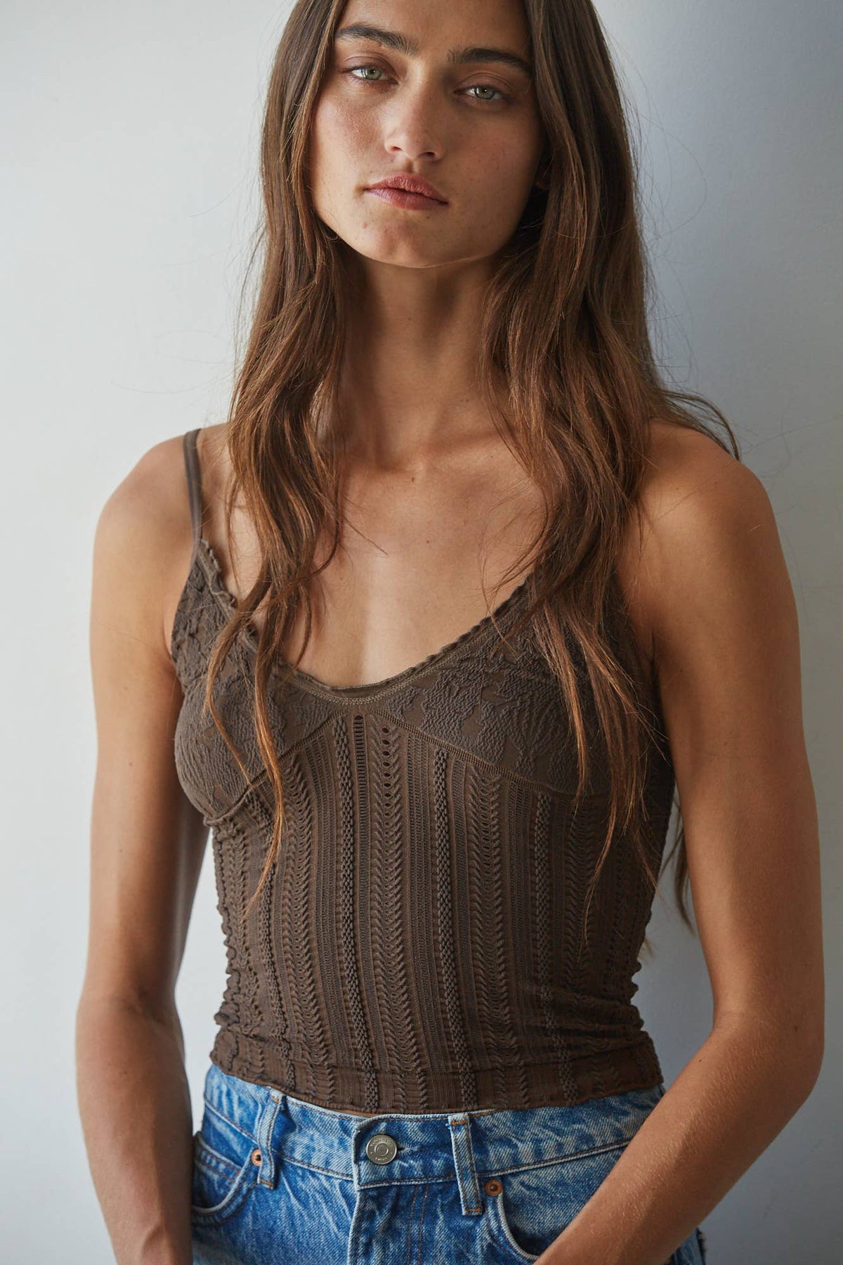 Knit Seamless Nylon Spandex Jacquard Pattern Top - By Together