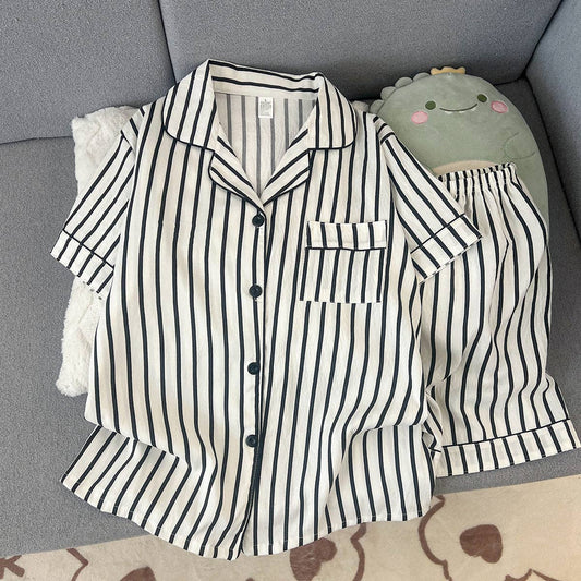 Summer Short Sleeve Cloud Cotton Pajama Set Women Shorts Homewear - Sheer trend