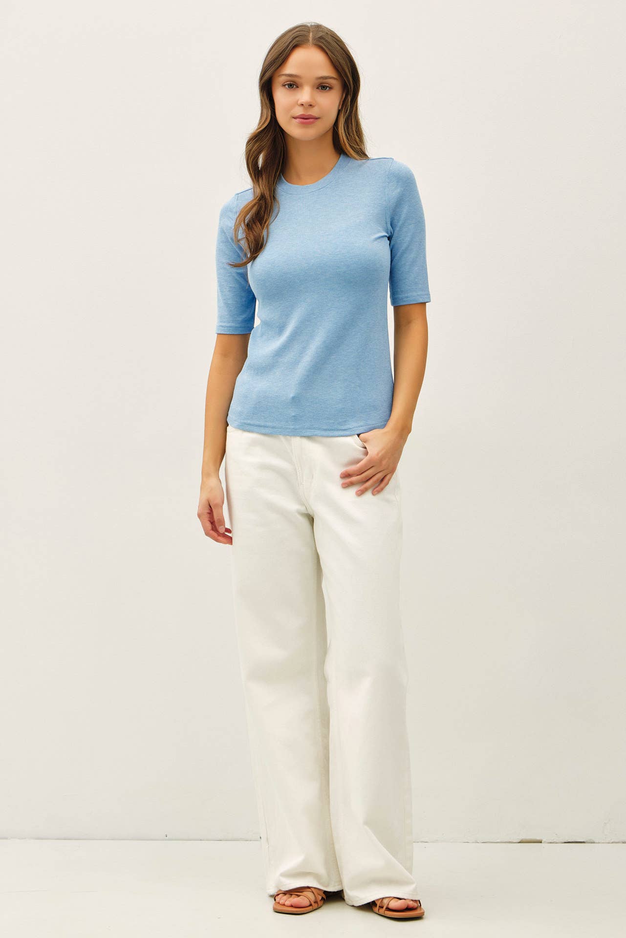 Be Cool - [NEW COLOR]MODAL CLASSIC RIBBED CREWNECK SHORT SLEEVE TOP