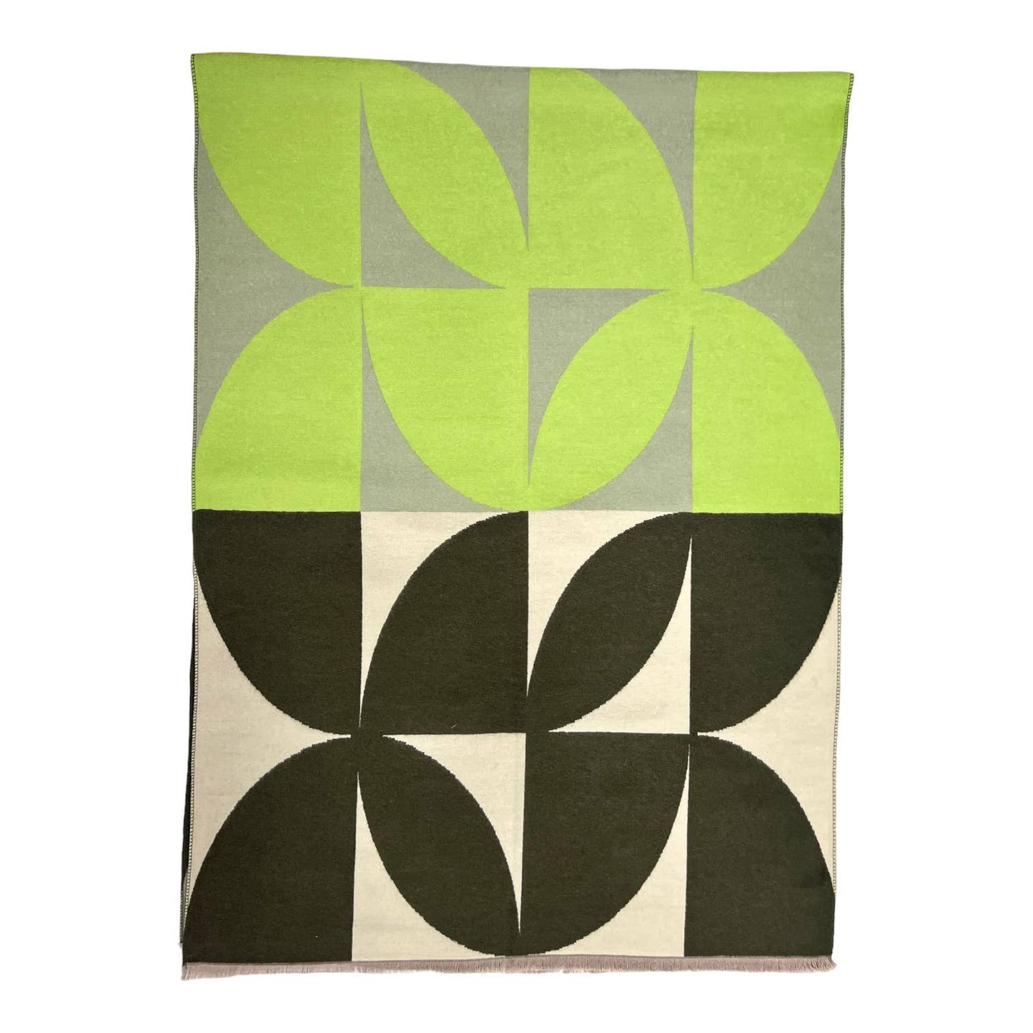 Retro Print Cashmere Blend Fringe Scarf