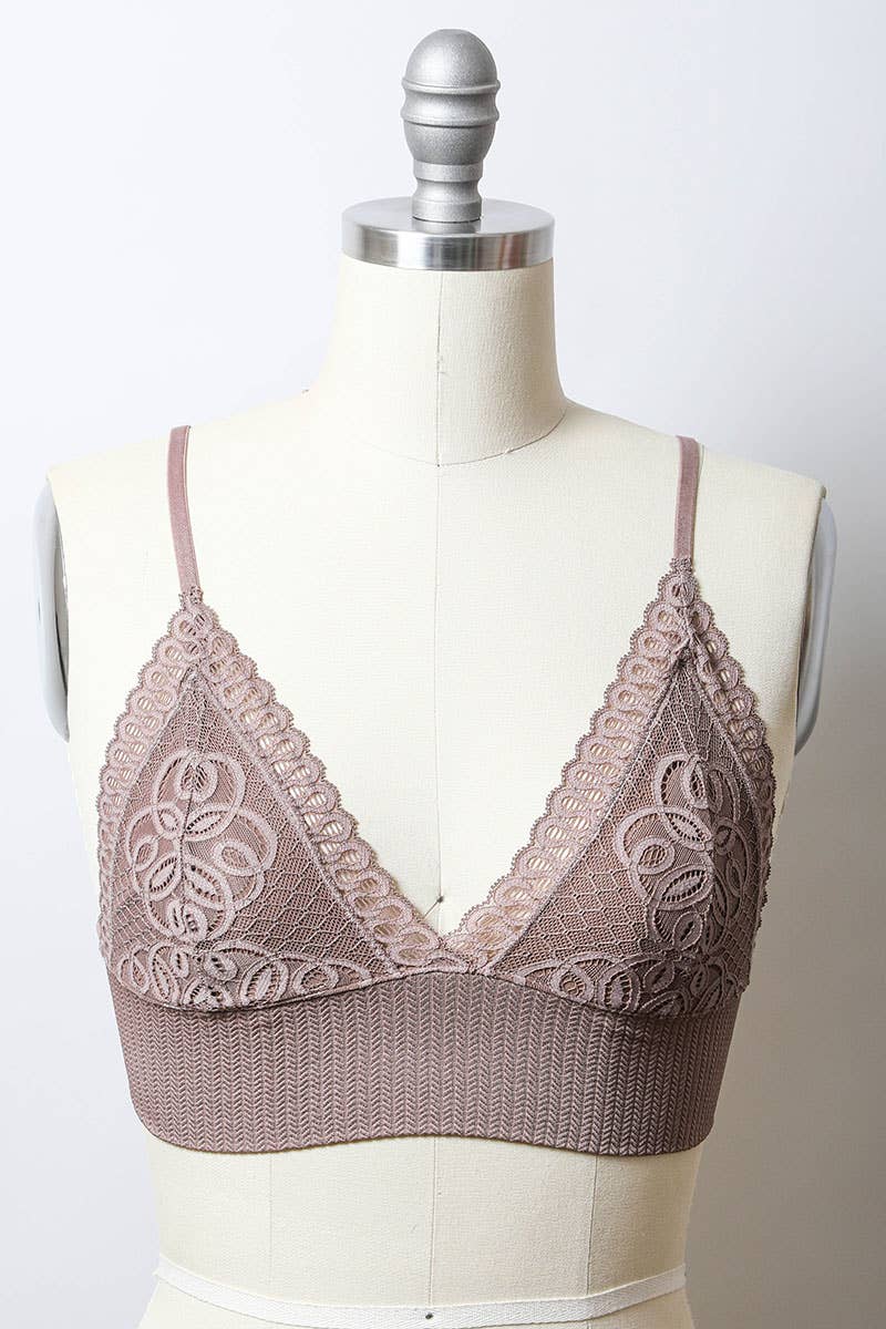 Leto Accessories - Lace Longline Seamless Bralette - Everyday Classic Style