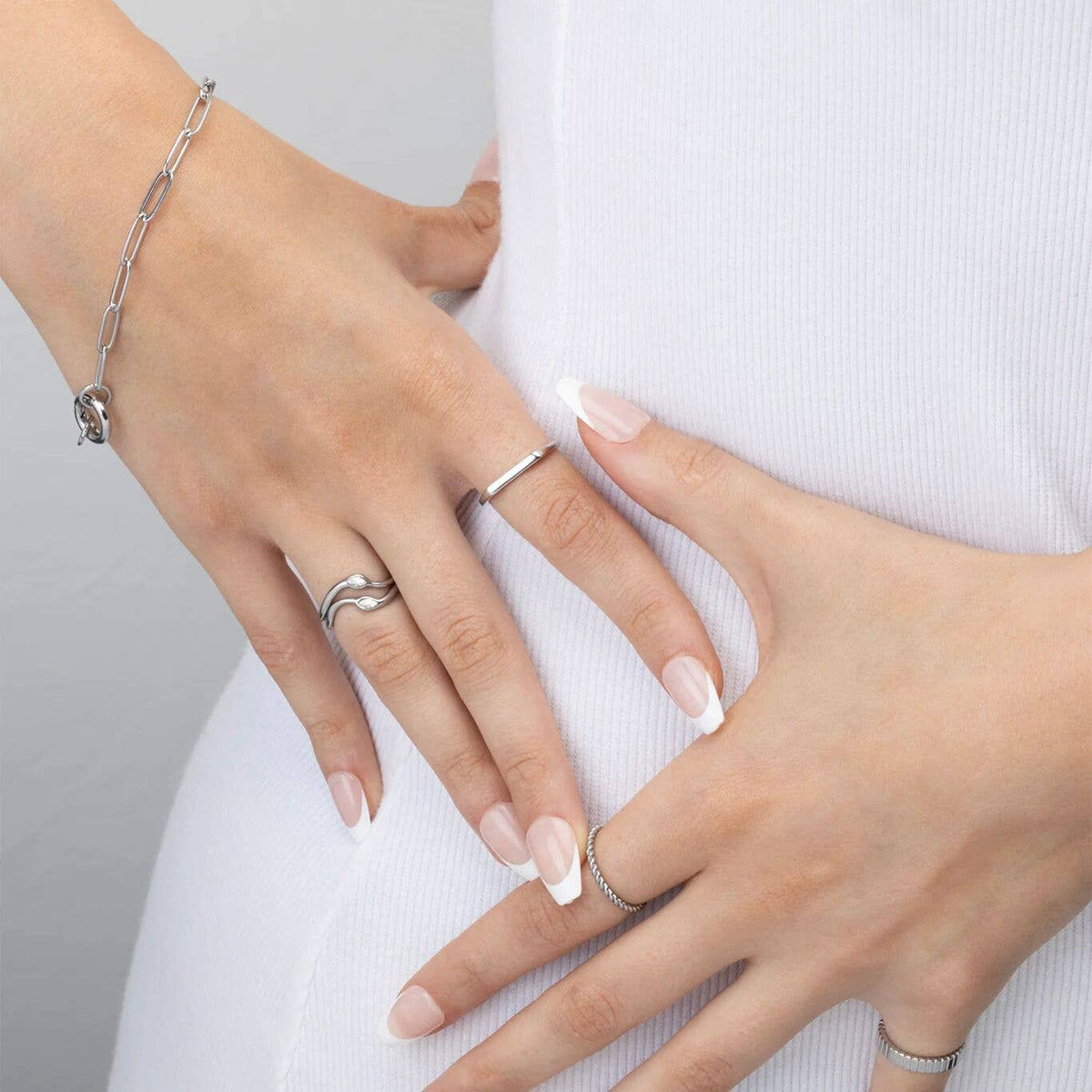 18K Gold PVD Stainless Steel Dainty Flat Blank Stack Ring - WJW