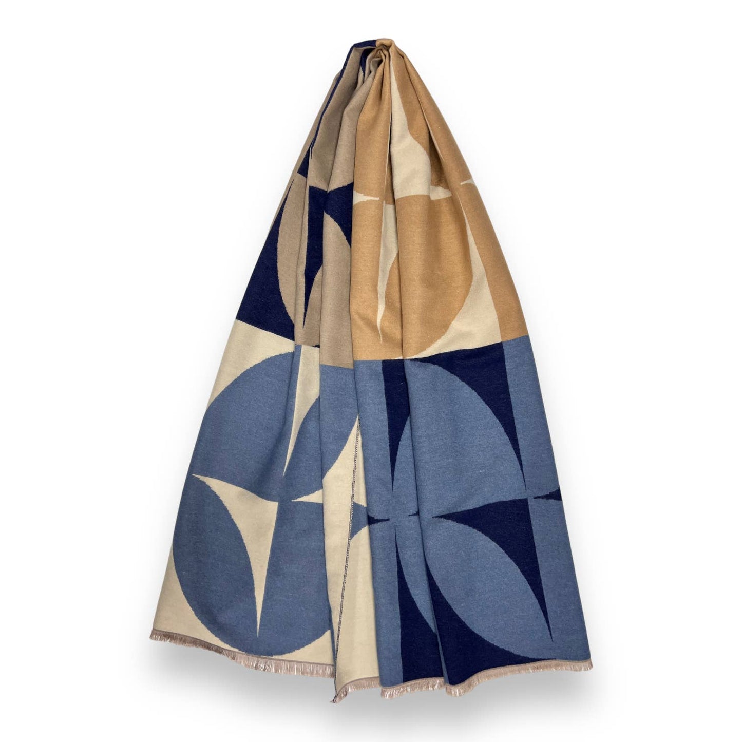 Retro Print Cashmere Blend Fringe Scarf