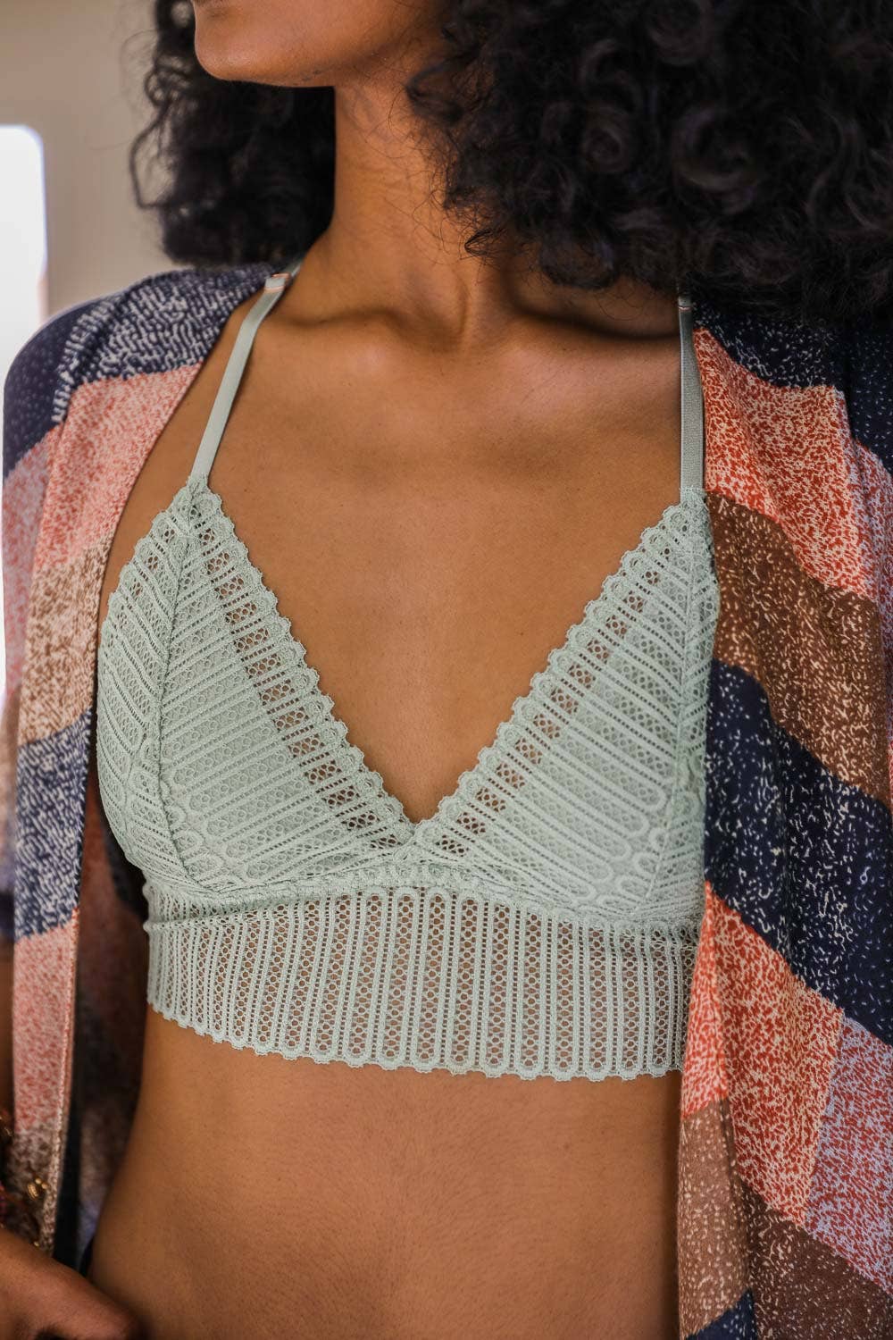 Leto Accessories - Ribbed Lace Boho Racerback Bralette