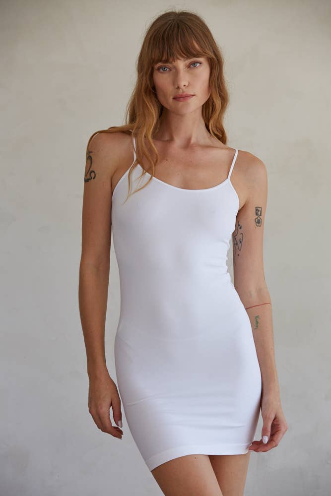 S1170 | Seamless Cami Spaghetti Strap Sleeveless Slip Dress