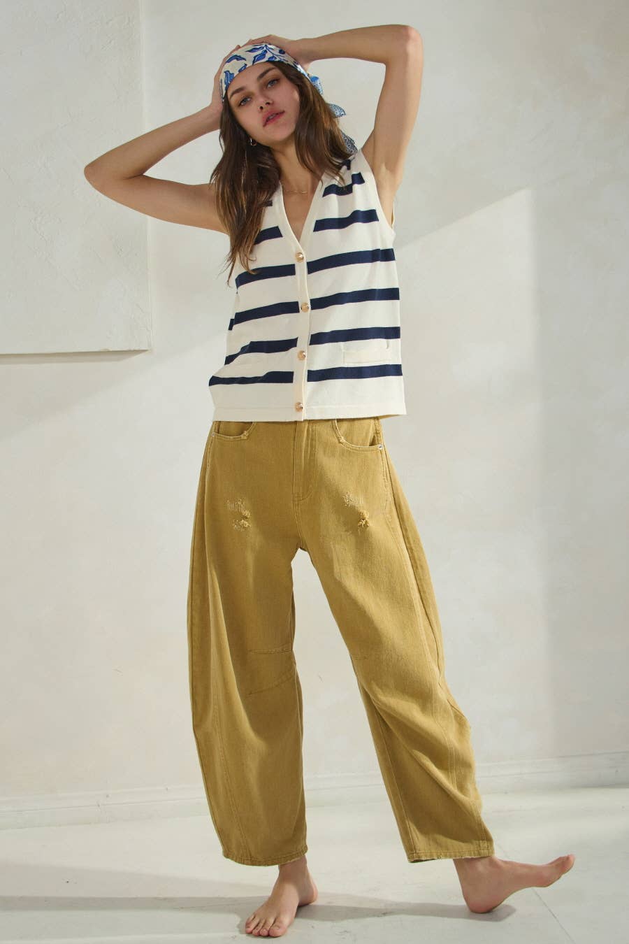 Oddi - Acid Washed Colored Barrel Denim Pants