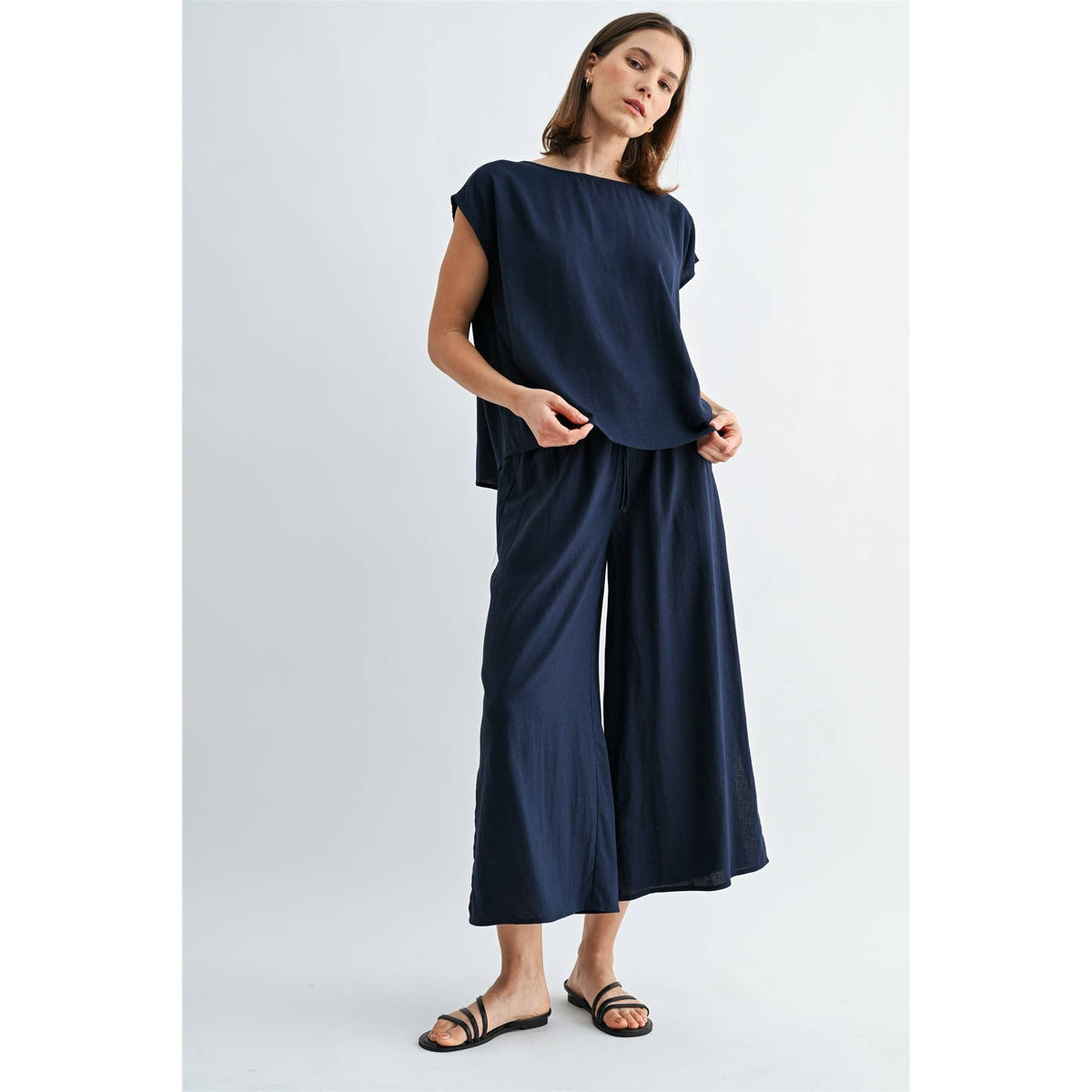 FUN2FUN - SIDE SLIT LINEN PANTS